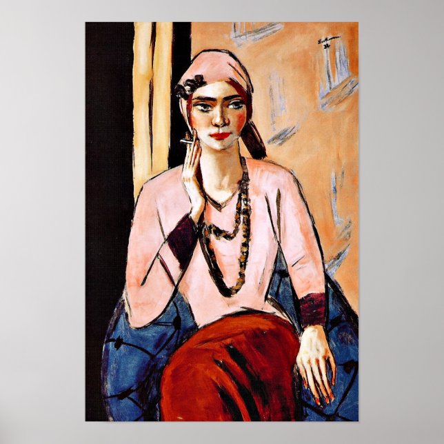 Poster Max Beckmann peinture, Quappi en rose (Devant)