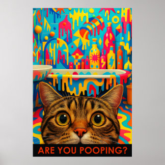 Poster Maximalist Bathroom Wall Art, American Shorthair