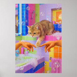 Poster Maximalist Bathroom Wall Art, British shorthair