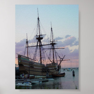 Poster Mayflower II au coucher du soleil