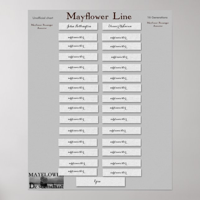 Poster Mayflower Line - 16 générations (Devant)