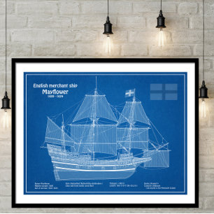 Poster Mayflower - Plan directeur des navires ABD