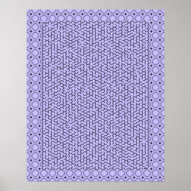 Poster Maze d'hexagone violet (Devant)