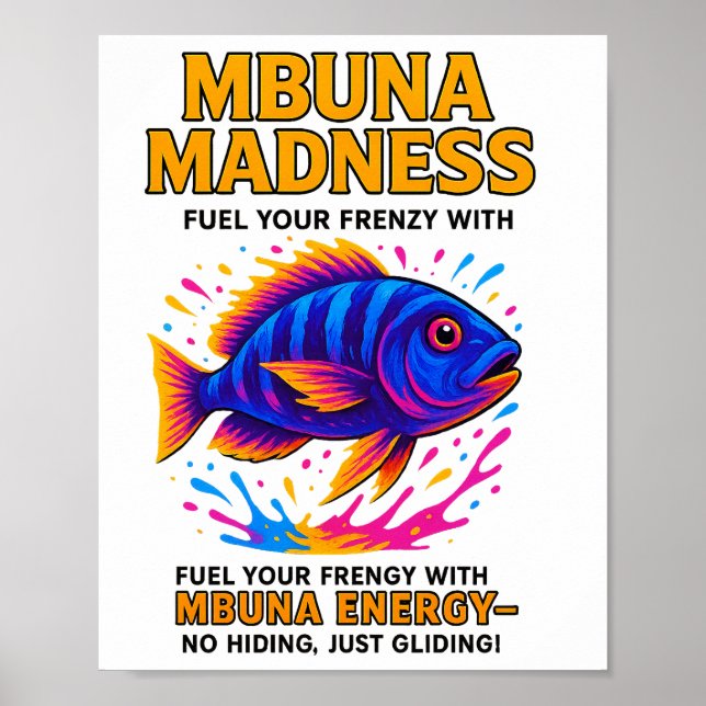 Poster Mbuna Madness - Neon Cichlid Wall Art (Devant)