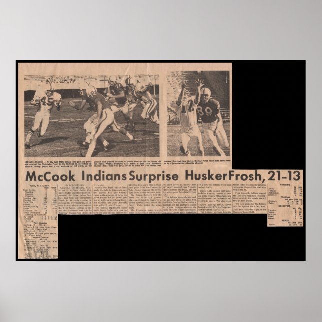 Poster McCook JC remporte Nebraska Frosh en 1969 21-13 (Devant)