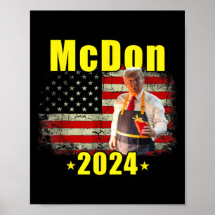 Poster Mcdon 2024 Drôle Donald Trump Frites Cuisine F