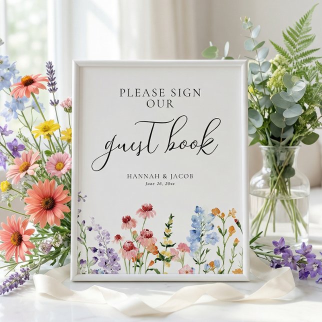 Poster Meadow Wildflower Wedding Guest Book Sign (Créateur téléchargé)