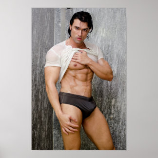 Poster Mec chaud douche homme musclé sexy