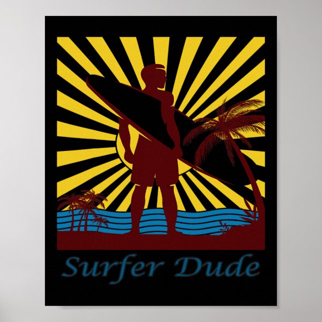 Poster Mec surfeur, surfant  (Devant)