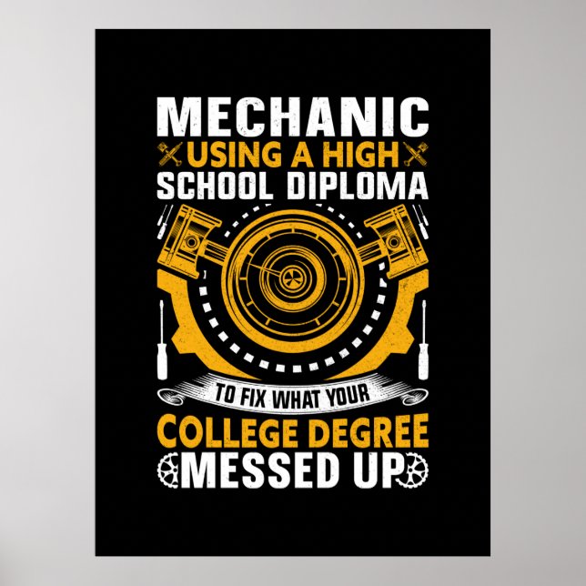 Poster Mécanicien À L'Aide D'Un Diplôme D'Études Secondai (Devant)