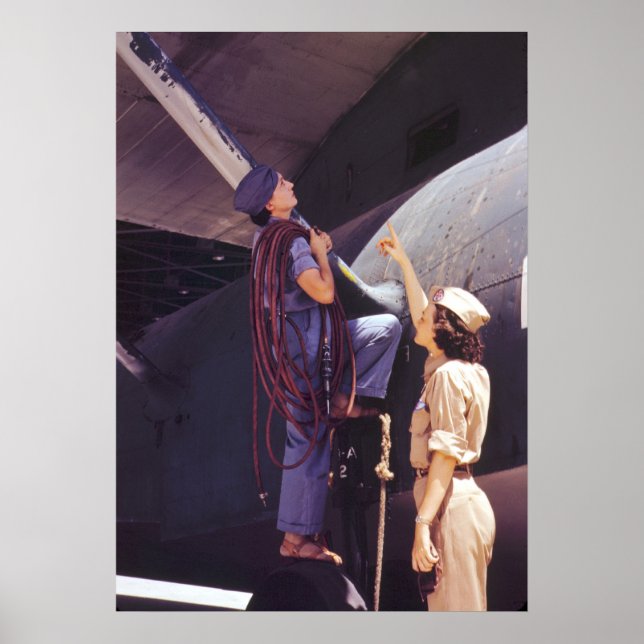 Poster Mécanique aéronautique féminine 2ème guerre mondia (Devant)