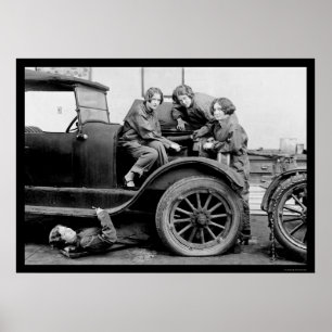 Poster Mécanique de l'auto pour filles au lycée 1927