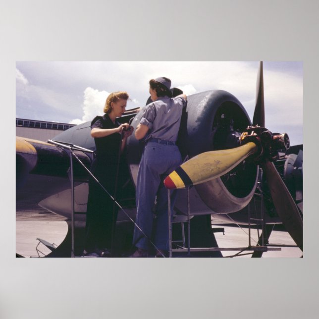Poster Mécanique de l'avion féminin de 2ème guerre mondia (Devant)