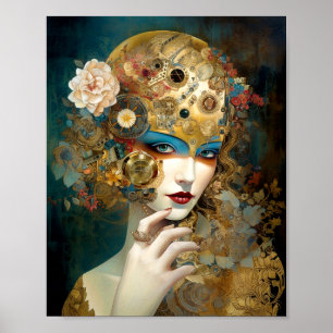 Poster Mécanique Lady Robotique Imaginaire Sci-Fi