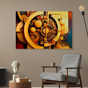 Poster Mécanisme doré abstrait Steampunk