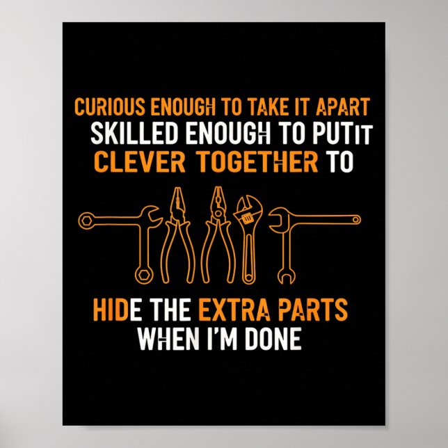 Poster Mechanic Curious Enough To Take It Apart Funny Aut (Devant)