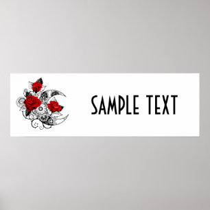 Poster Mechanical Crescent with Red Roses
