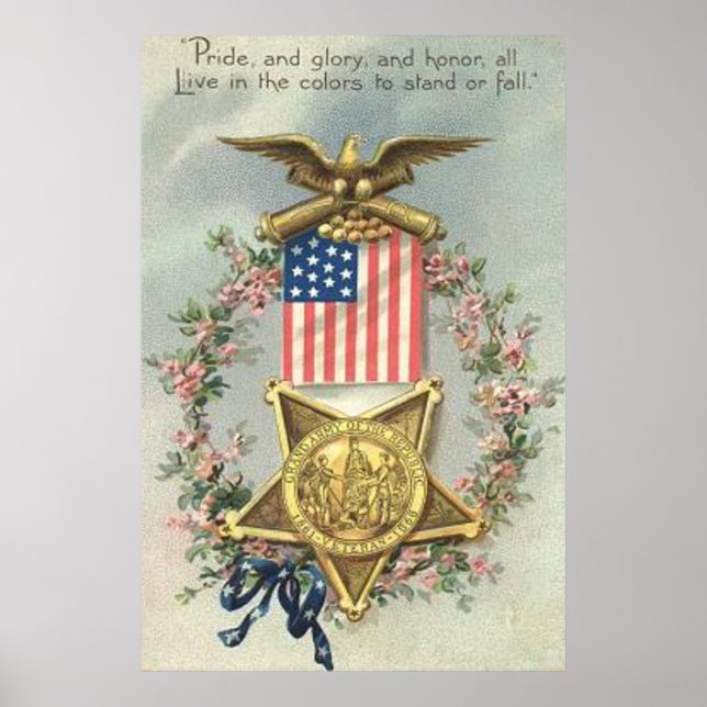 Poster Médaille de la guerre civile de l'Union du drapeau (Devant)