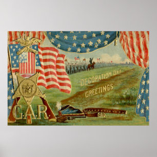 Poster Médaille de l'Union de la guerre civile du drapeau
