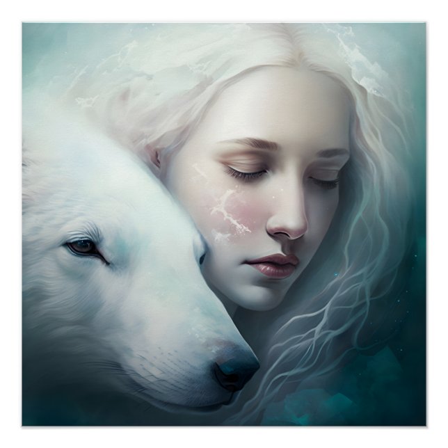 Poster Médaille d'hiver avec ours polaire (Devant)