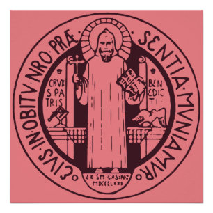 Poster Médaille Symbole d'Art Minimaliste Saint Benoît