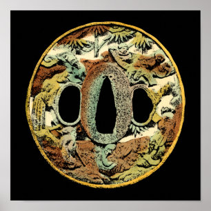 Poster Médaillon asiatique doré par le studio de vision