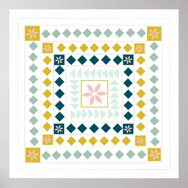 Poster Médaillon géométrique moderne coloré Design d'art (Devant)