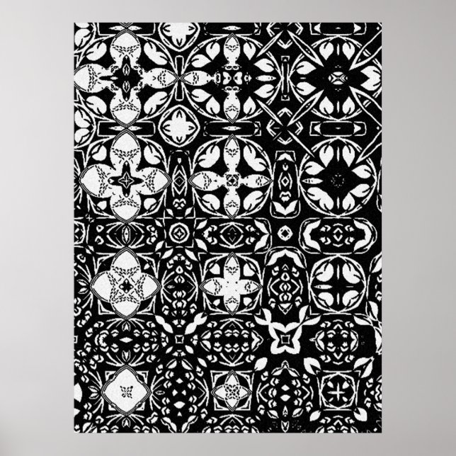 Poster Médaillon Médaillon Motif noir et blanc (Devant)