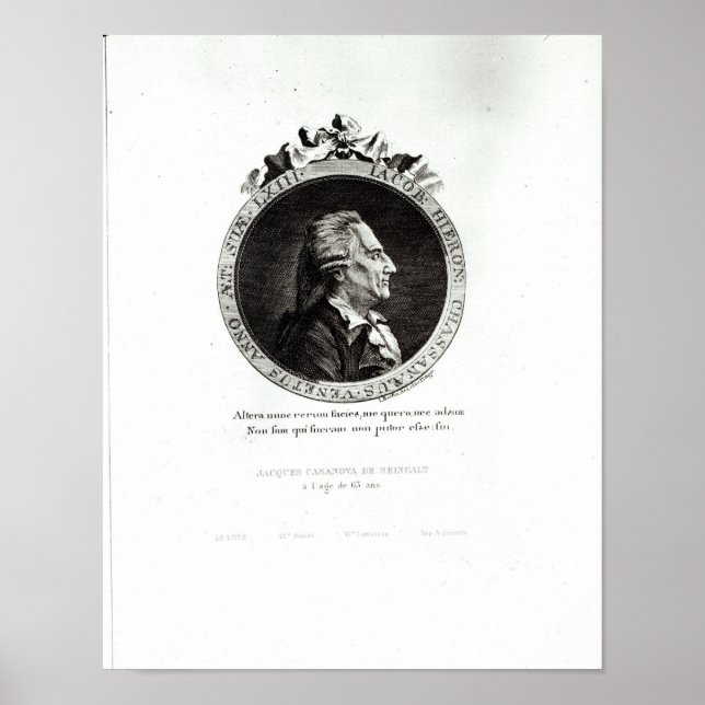 Poster Médaillon Portrait de Giacomo Casanova, 63 ans (Devant)