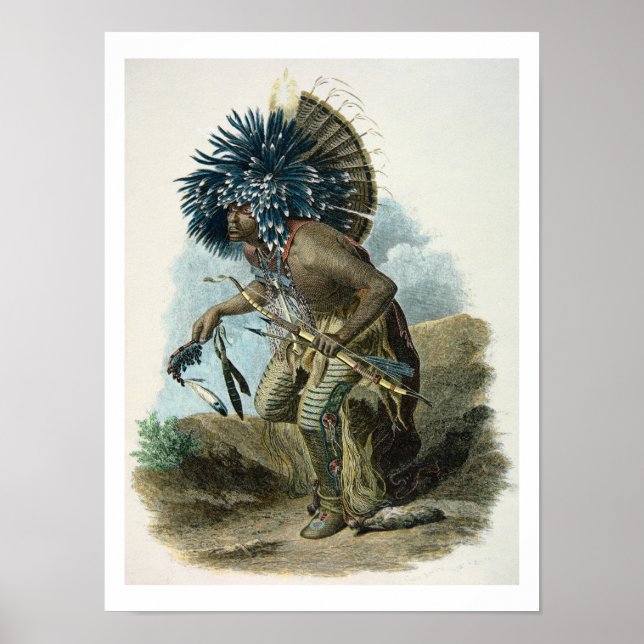 Poster Médecin de la tribu Mandan en costume de (Devant)