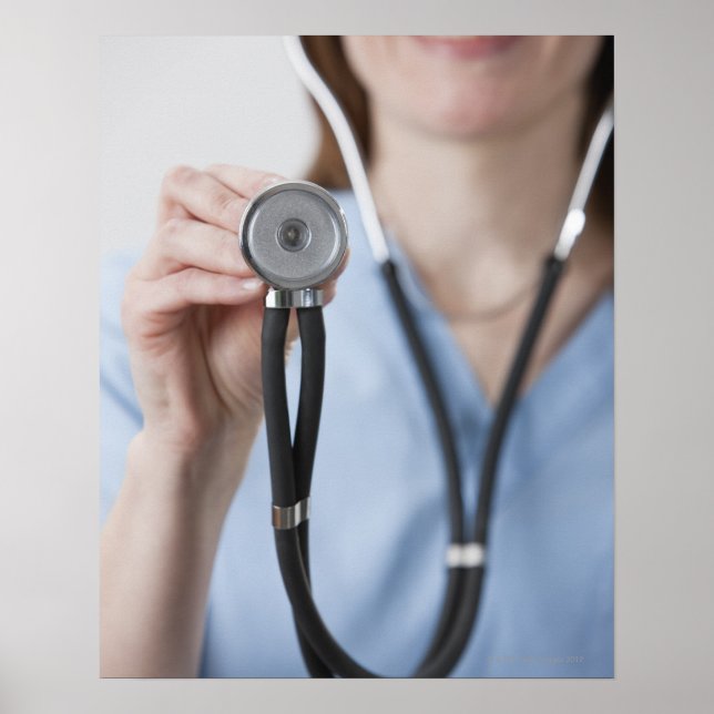 Poster Médecine avec stéthoscope souriante (Devant)