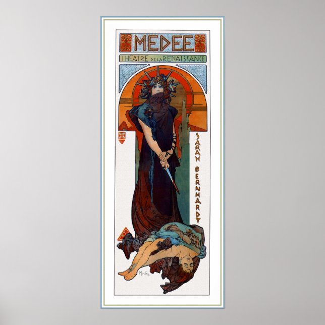 Poster Medee (Medea) - Mucha - Théâtre Art Nouveau et (Devant)