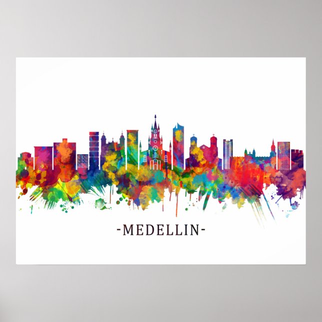 Poster Medellin Colombia Skyline (Devant)