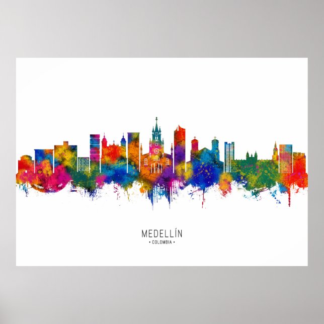 Poster Medellin Colombia Skyline (Devant)
