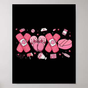 Poster Médicale Lovely À damiers Coeur Infirmière Valenti