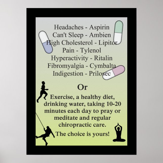 Poster Médicaments ou soins de chiropratique naturels (Devant)