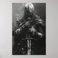 Poster médiéval Knight tenant l'épée