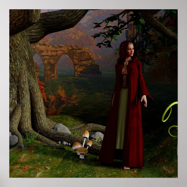 Poster médiéval Lady Imaginaire Art Forest (Devant)