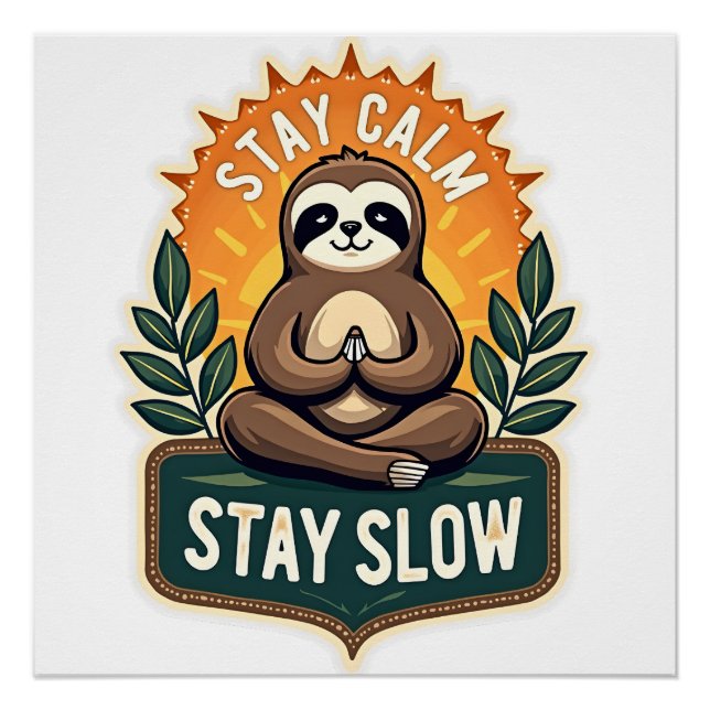 Poster Meditating Sloth Vintage Relaxed Mind T-Shirt 2 (Devant)