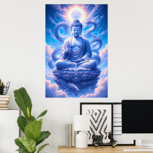 Poster Méditation Bouddha Dragon Mystique