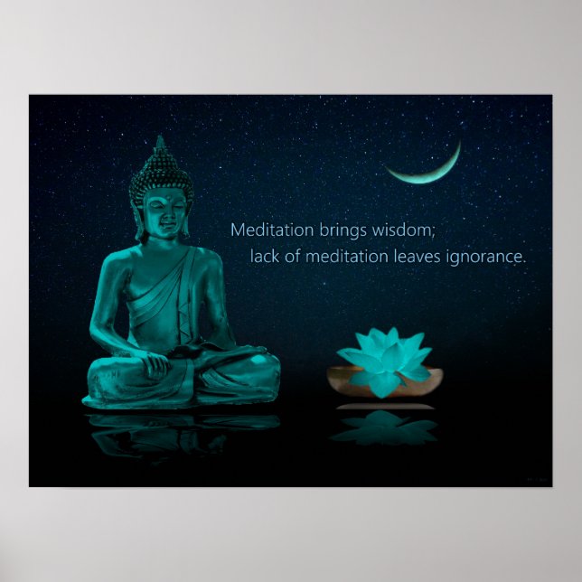 Poster Méditation Bouddha Lotus Fleur Religion orientale (Devant)