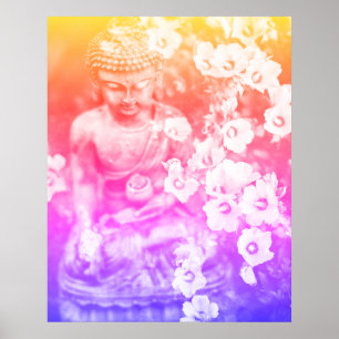Poster *~* Méditation Bouddha Zen Méditer Floral Bold