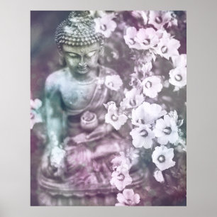Poster *~* Méditation Bouddha Zen Méditer Lavande Florale