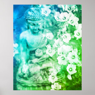 Poster *~* Méditation Bouddha Zen Méditer Ombre Floral Fl