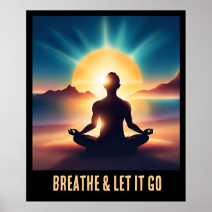 Poster Méditation colorée Ai Motivationnelle Yoga Respire