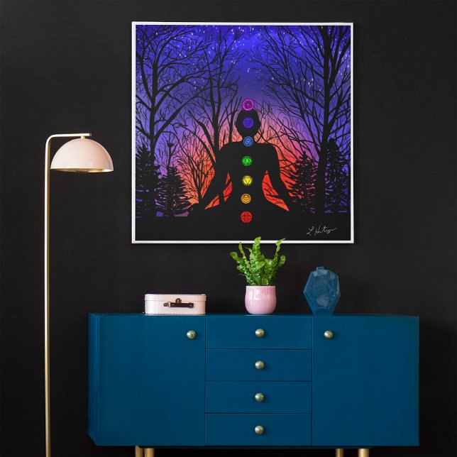 Poster Méditation dans le parc | Yoga, arbres et coucher  (Créateur téléchargé)