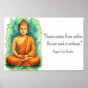 Poster Méditation de Paix Bouddha Spiritualité Soins Pers