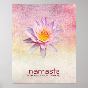 Poster Méditation de yoga de Namaste d'aquarelle de fleur