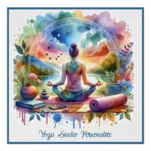 Poster Méditation de Yoga Zen dans la Nature Pastels Arc-