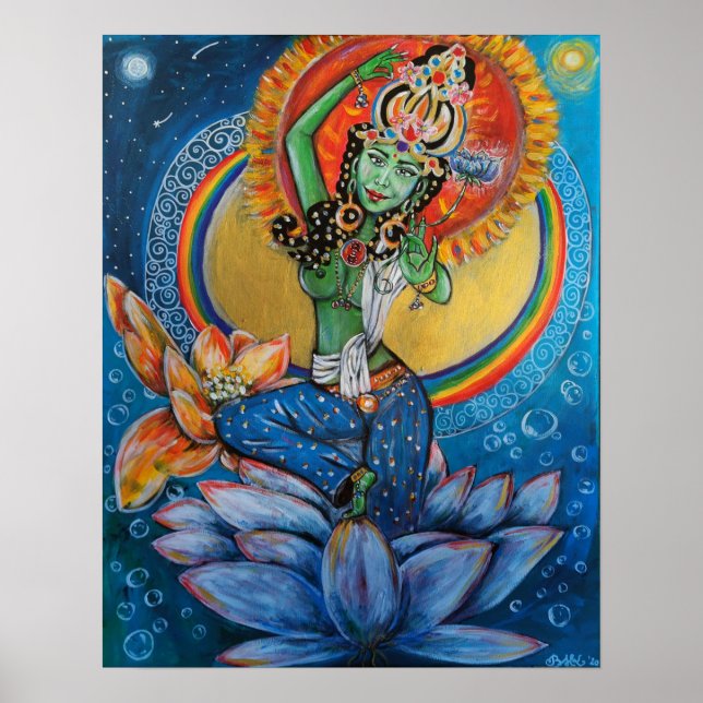 Poster Méditation du Bouddha de Yoga de la déesse Tara ve (Devant)